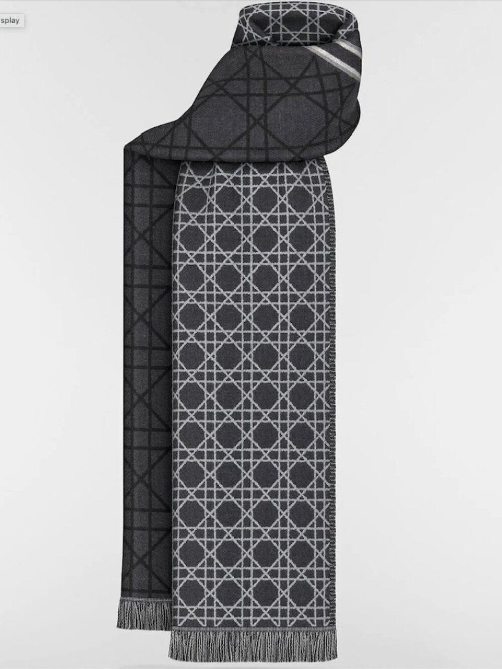 Dior Striped Cannage Scarf black, anthracite Gray and Gray Wool